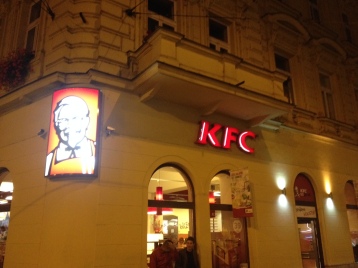 The Colonel greets you at many  of the main squares in Prague