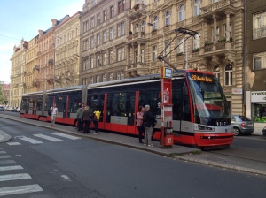 One of the above-ground trams